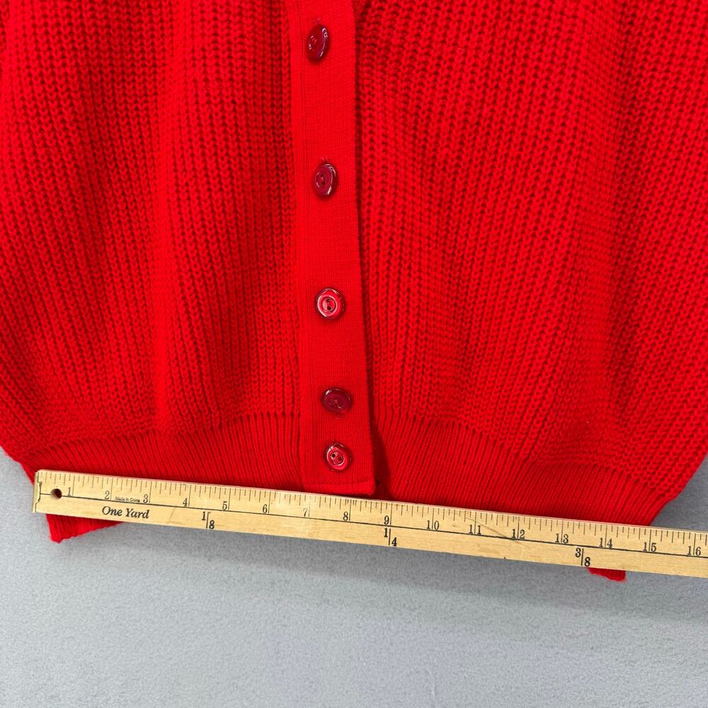 Glamour Knit Sweater Vest Women's L Red Cardigan Style Ribbed Made in the US VTG - Picture 4 of 6
